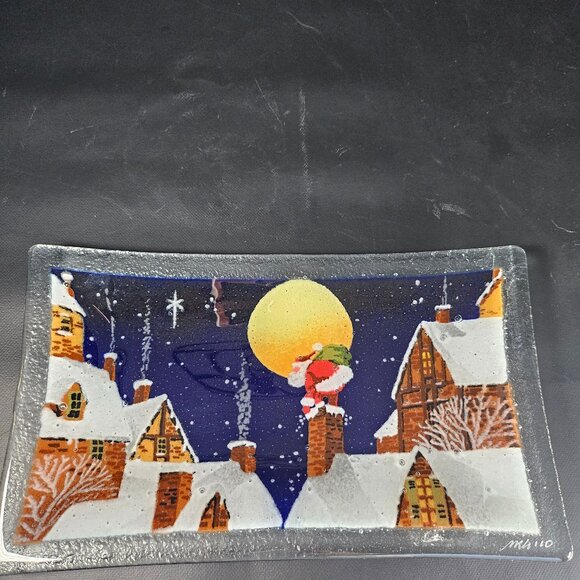 Peggy Karr, Christmas Eve 9.5" x 5.5"  Signed Holiday Plate In Box - Picture 3 of 12